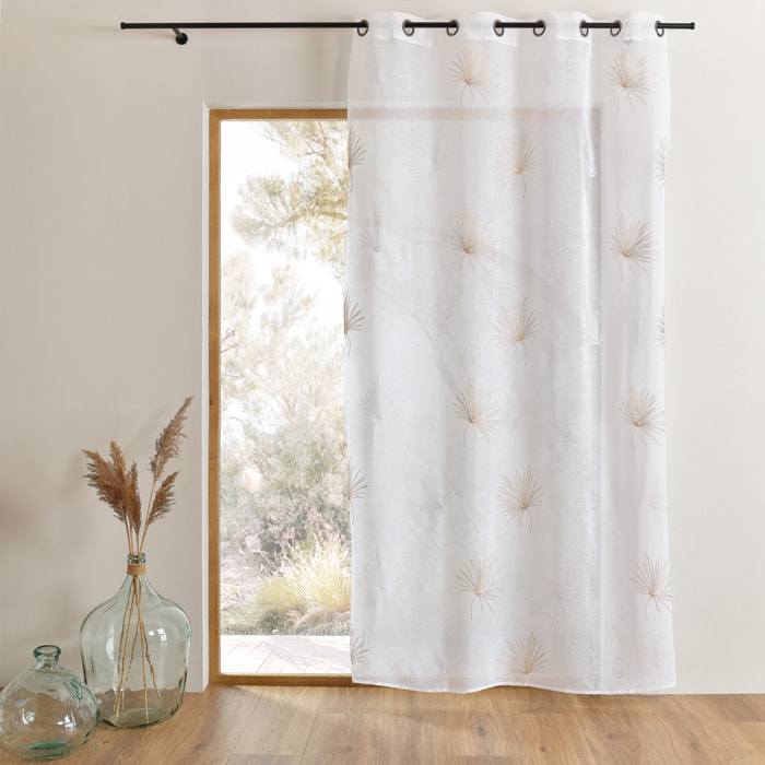 Voilage tamisant broderie palme - Beige