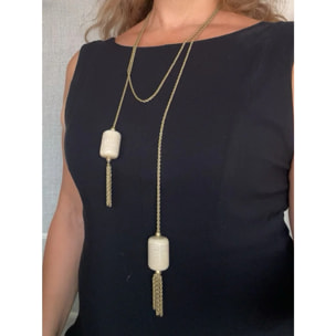 Collar largo en cadena de cordón multiposición 150 Borlas en chapado dorado latón