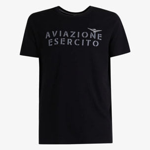 T-shirt Esercito nera in cotone uomo