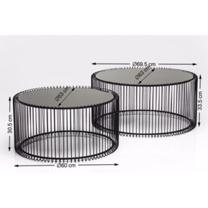 Tables basses rondes Wire set de 2 blanches Kare Design