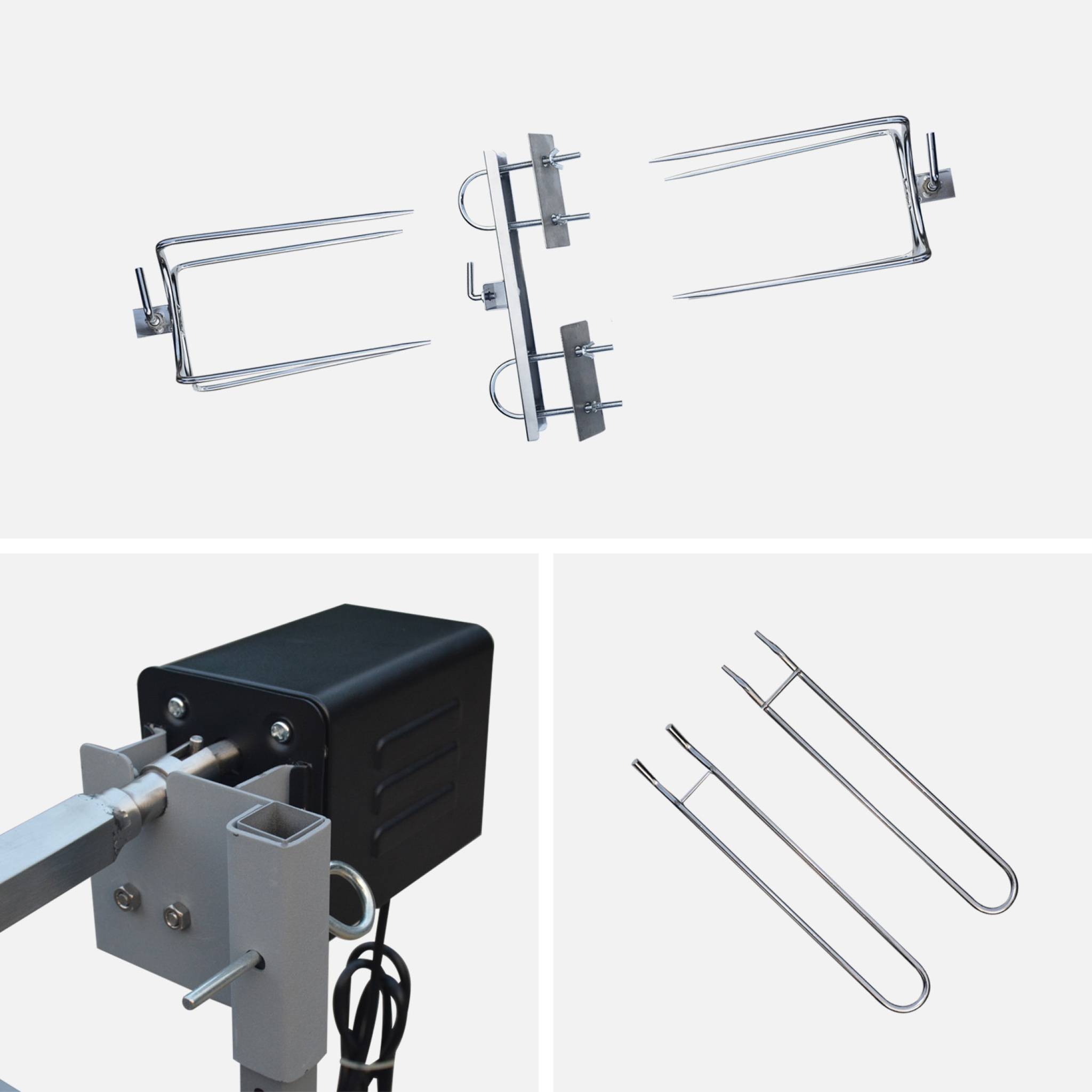 Rôtissoire charbon de bois motorisée inclinable en inox avec tournebroche avec housse MATHURIN AVEC HOUSSE