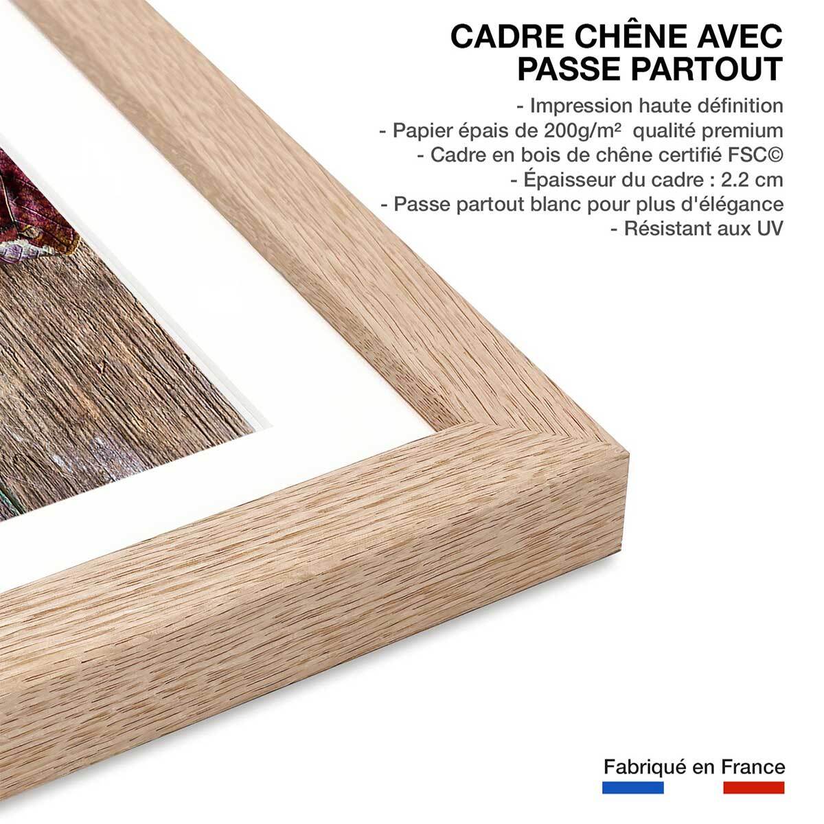 Affiche cuisine feuille de thé Affiche + cadre en bois - Chêne