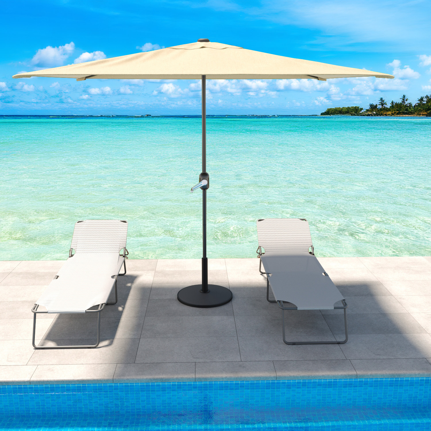 Ombrellone Rettangolare 3x2 M Da Giardino Parasole Per Balcone Con Air Vent Apertura A Manovella Anti UV Idrorepellente Mare Spiaggia Piscina Beige