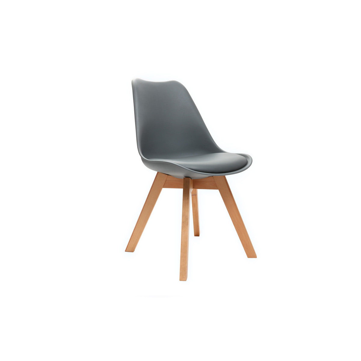 Chaises scandinaves gris et bois clair massif (lot de 4) PAULINE