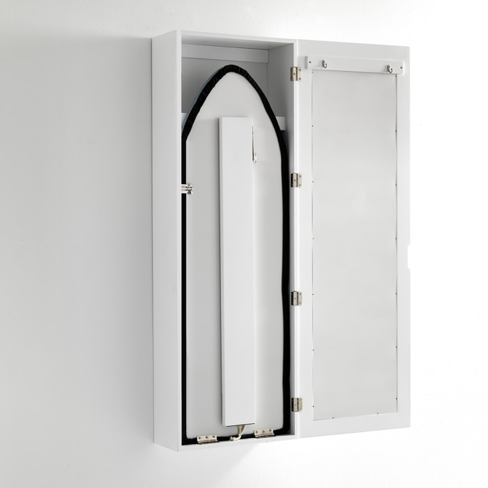 Accessoire mural avec planche à repasser Tomasucci PRATIKO, en MDF et verre, blanc, 40 × 18 × 120 cm