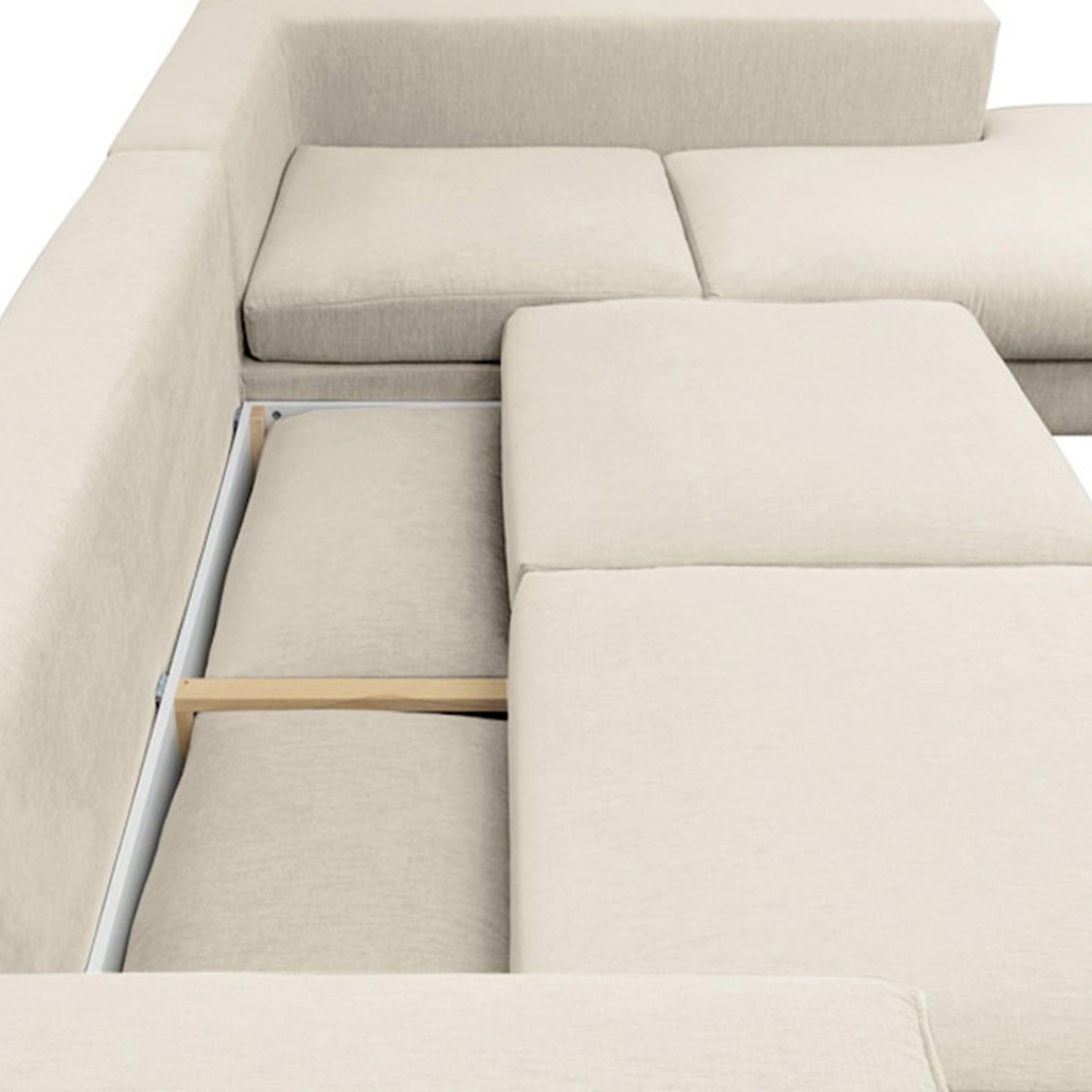 Canapé d'Angle Droit Tissu Fiesole, 3 Places, Couchage Intégré, Coffre de Rangement, Housse Déhoussable