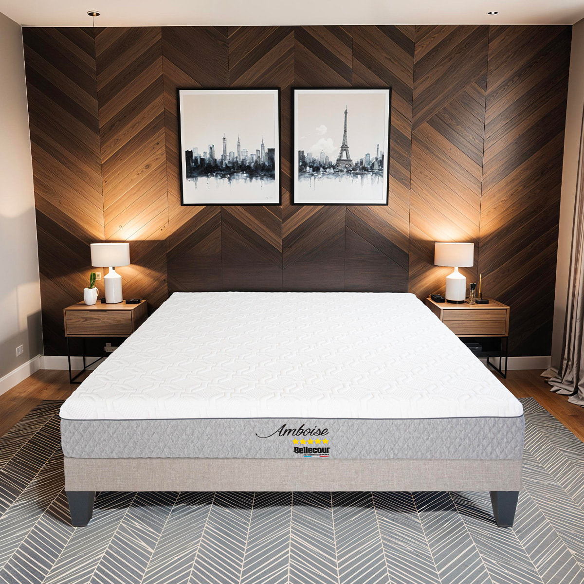 Ensemble Matelas Memoire de forme Amboise avec sommier en bois