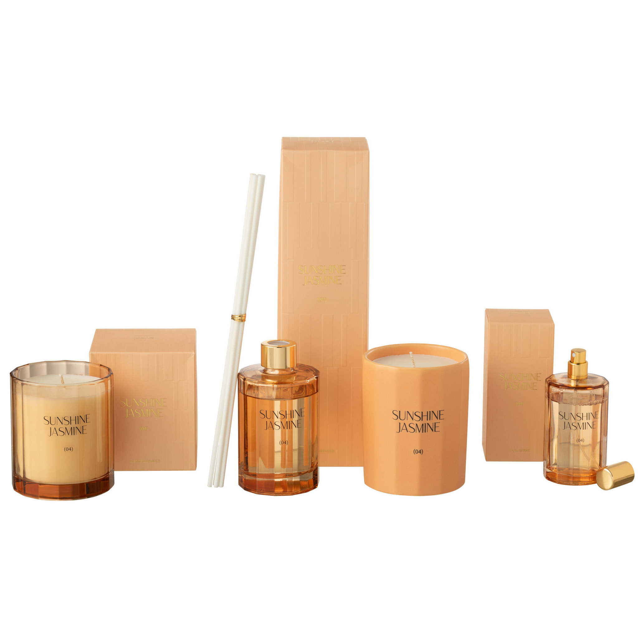 J-Line huile parfumée + bâtons Sunshine Jasmine - verre - orange