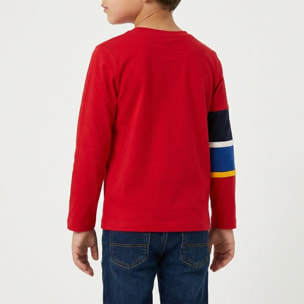 T-shirt con ricamo logo e fasce sulla manica lunga