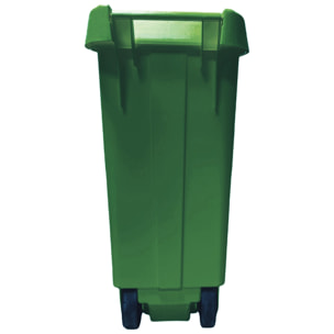 Contenedor - cubo de basura wellhome reciclo 110l, color verde cerrado con tapa, ideal para reciclaje de vidrio, con ruedas