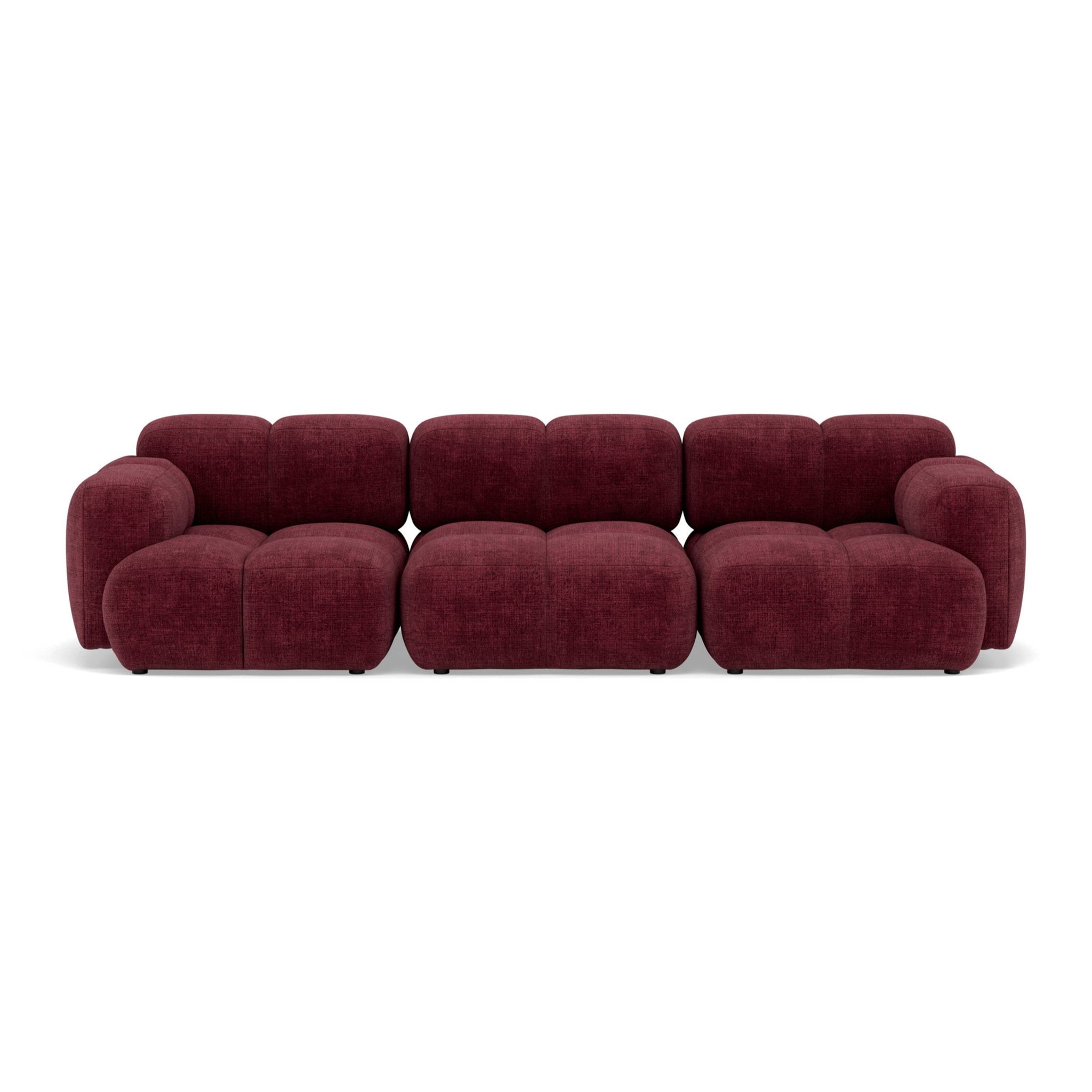 Grace - canapé modulable 3 places en velours texturé - Prune