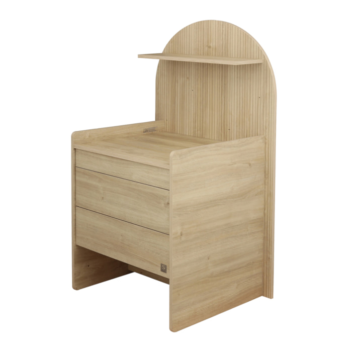 Commode à langer évolutive en bureau - décor bois chêne sépia forme arche