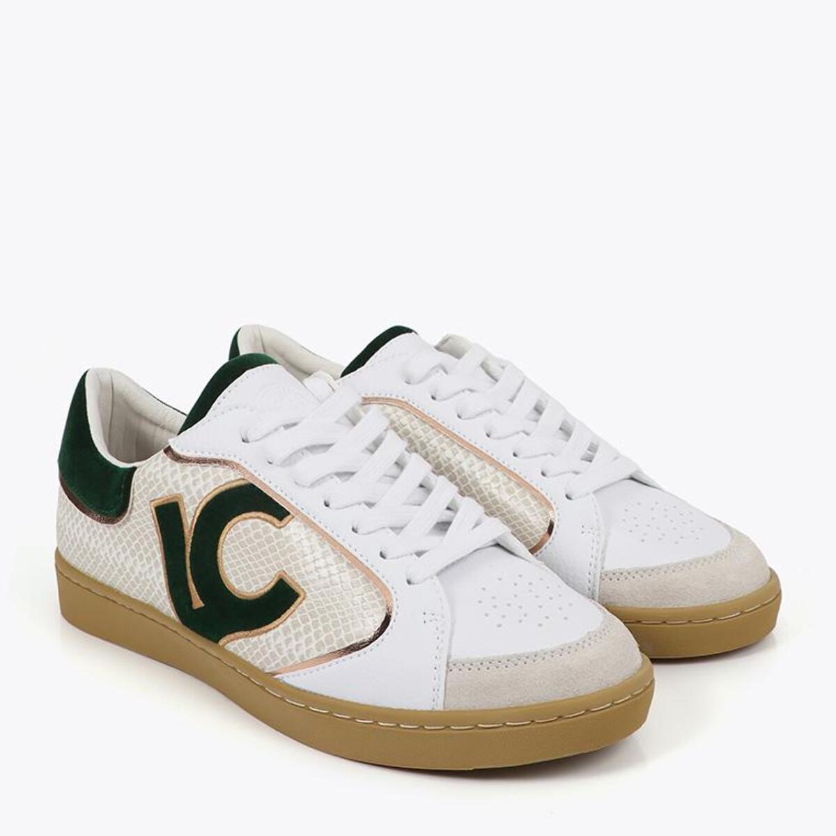 Sneakers con Dettagli Effetto Serpente e Pelle