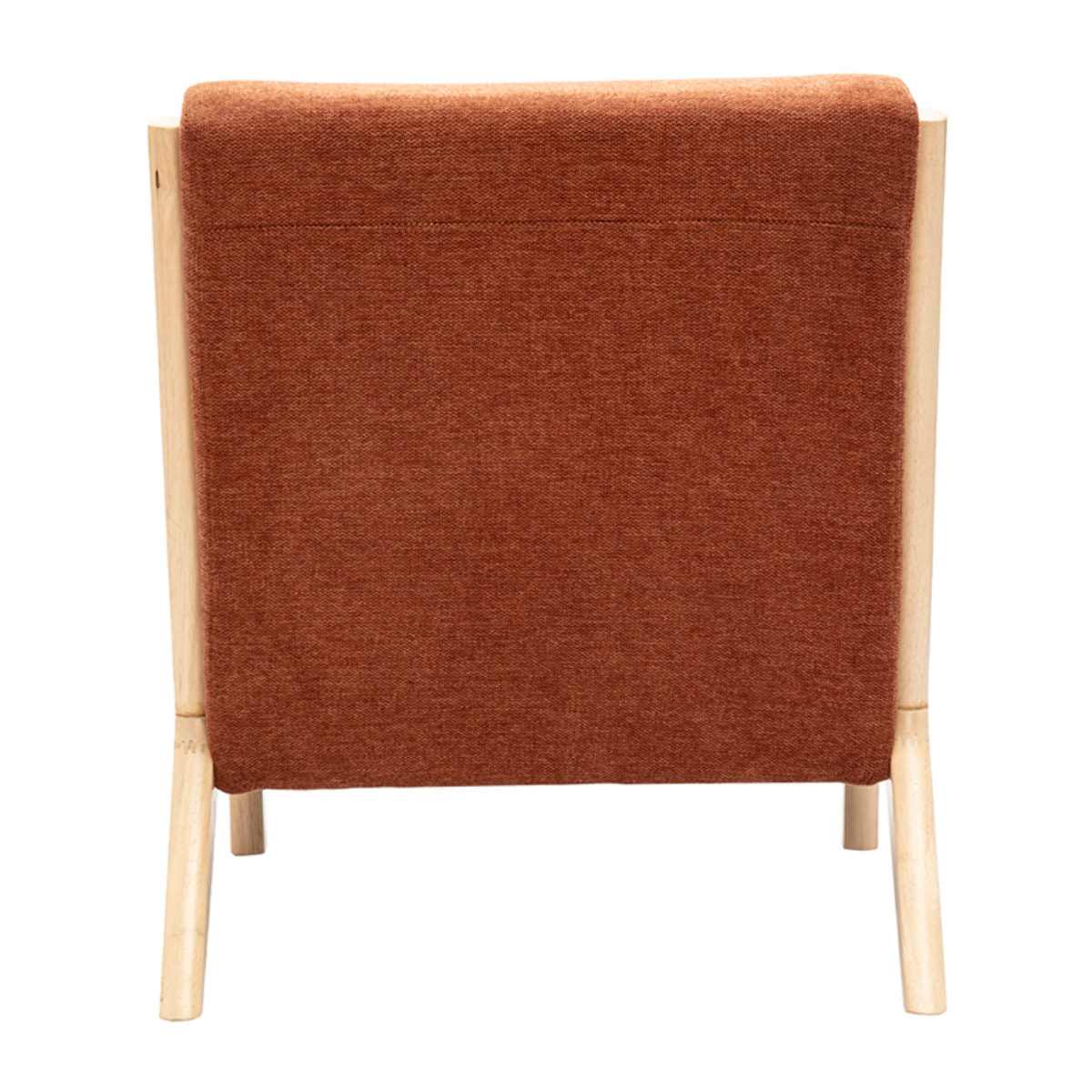 Fauteuil scandinave en tissu effet velours terre brûlée et bois clair massif DERRY