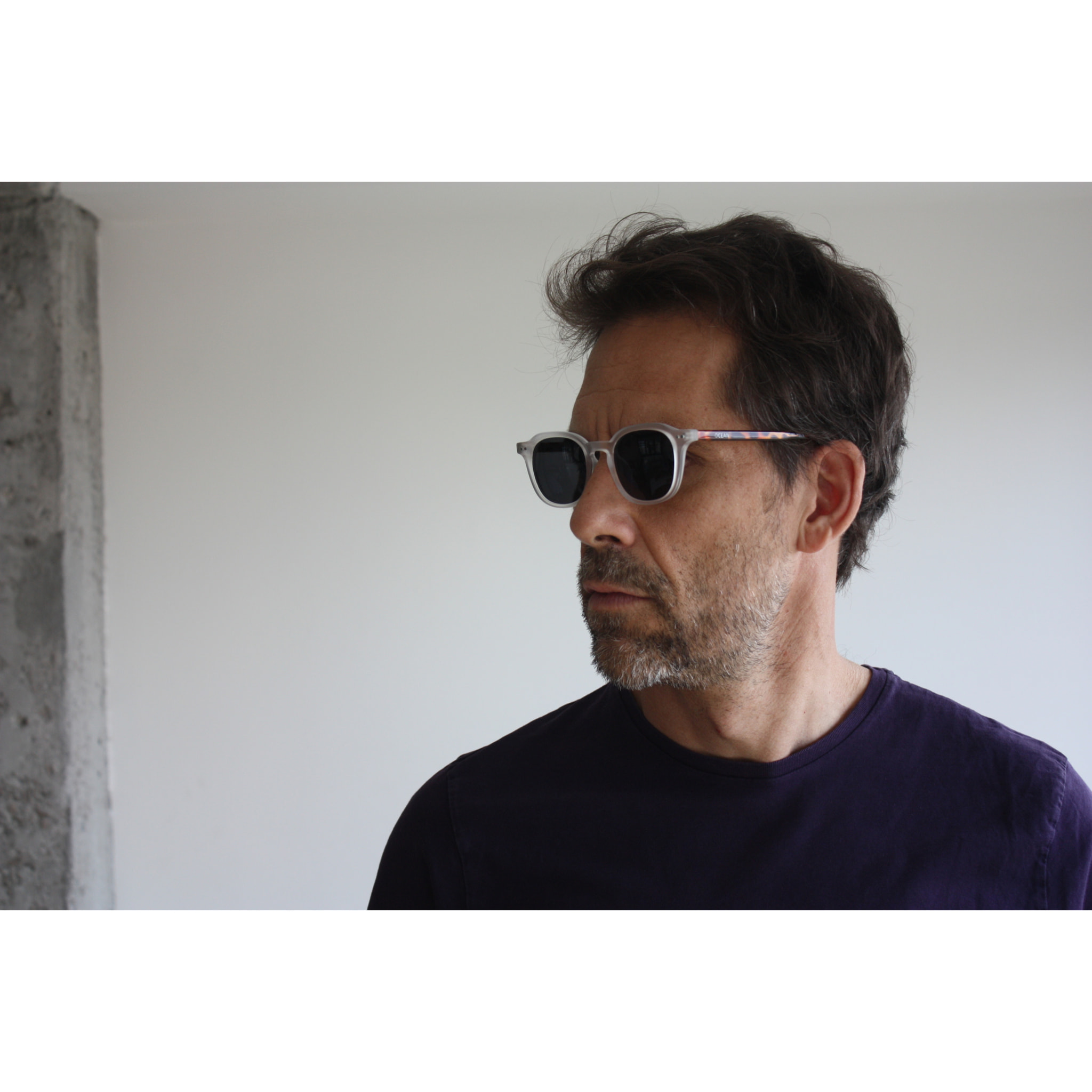Gafas de sol OCEAN HILL - Blanco transparente mate con patillas en carey y / Ahumada