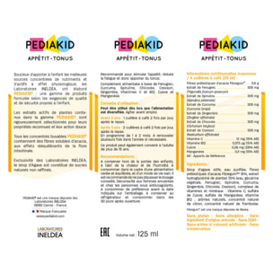 PEDIAKID - Complément Alimentaire Naturel Pediakid Appétit-Tonus - Formule Exclusive au Sirop d'Agave - Stimule l'Appétit - Aide à la Prise de Poids - Lot de 3 flacons de 125 ml