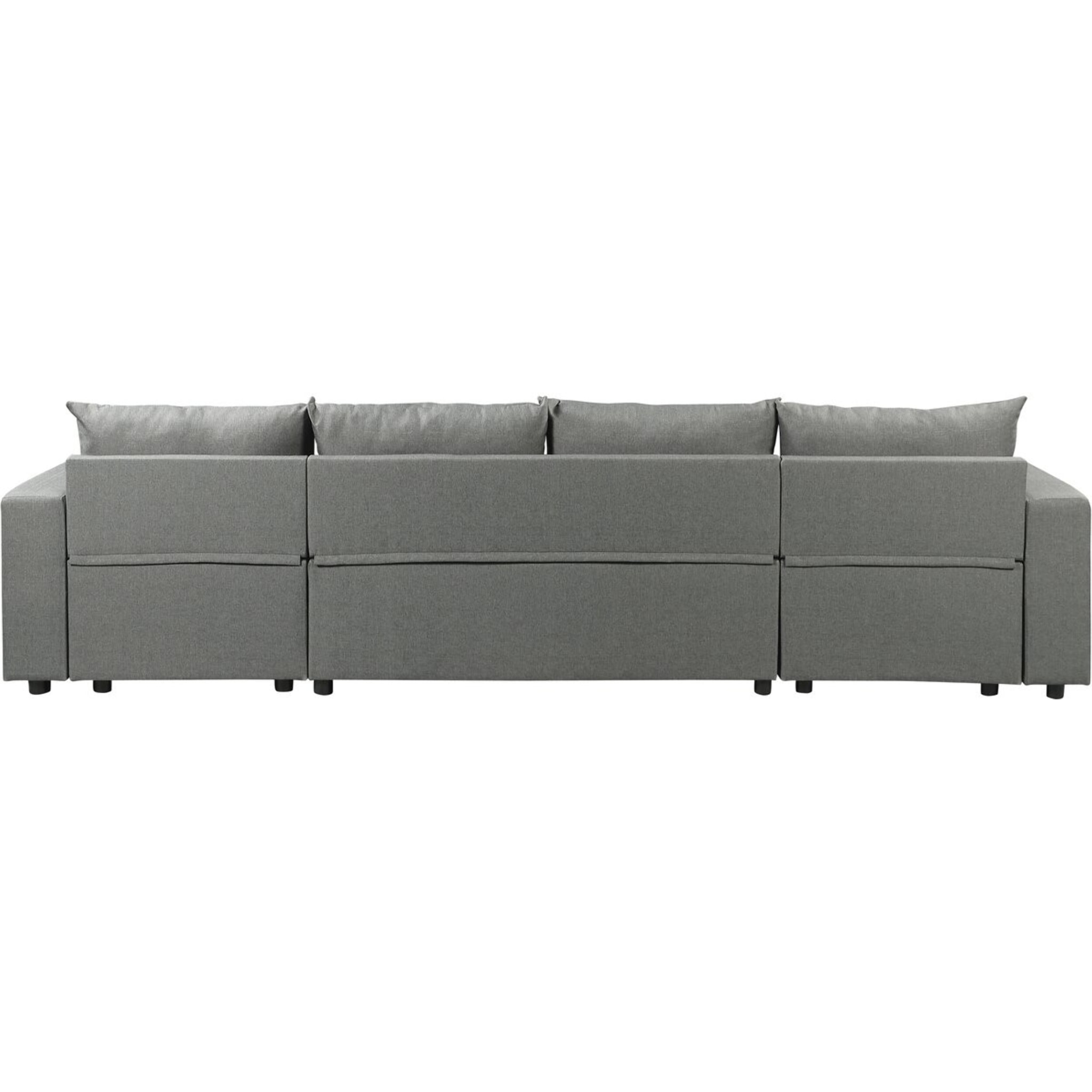 Canapé d'angle panoramique convertible en tissu "Victor" - 4 places - Gris