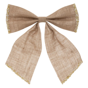 Noeud déco givré 28x34cm jute beige