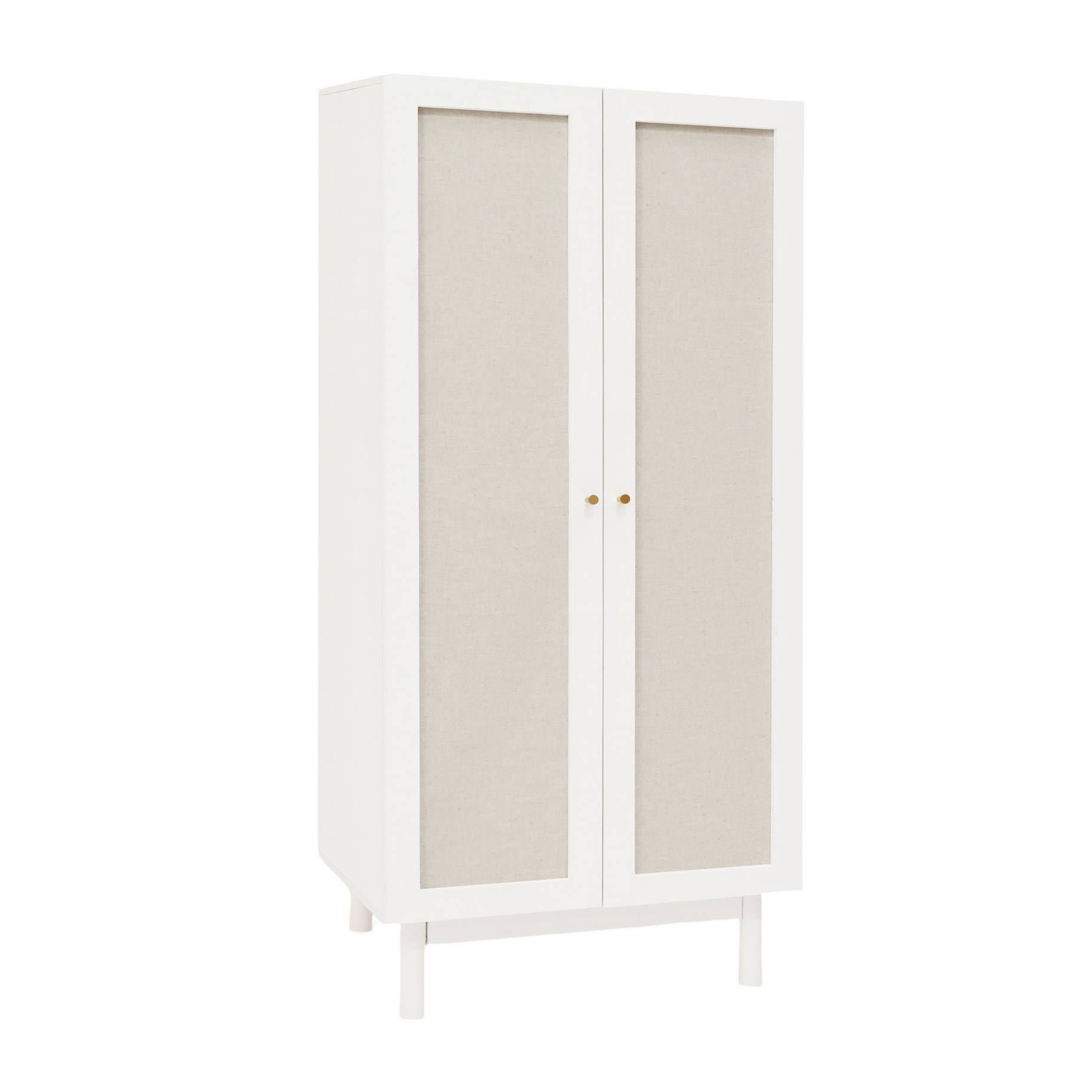 Armoire en bois massif et toile de lin blanc 180x80cm Hauteur: 180 Longueur: 80 Largeur: 40