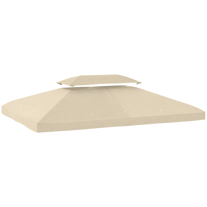 Techo de Repuesto para Cenador, 4x3 m, Cubierta de Repuesto con Techo Doble, 10 Orificios de Drenaje y Protección UV, SOLO Toldo de Recambio para Pabellón Gazebo, Blanco Crema