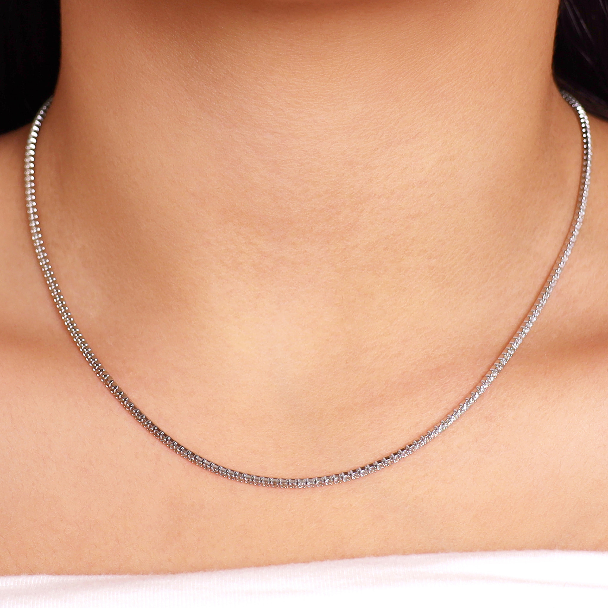 Collana Tennis con Cubic Zirconia Rosse 1.5mm