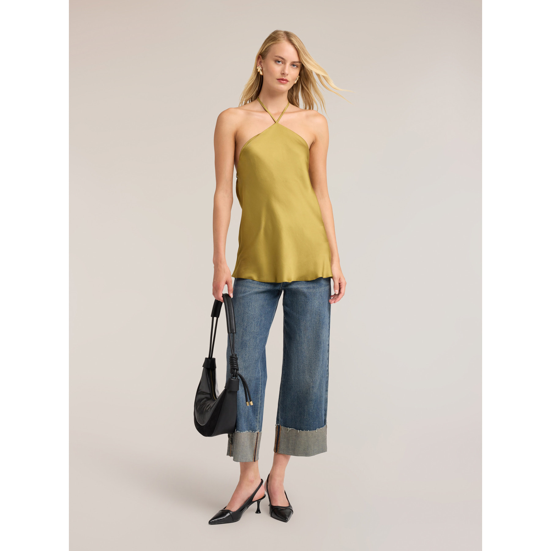 Motivi - Top in raso con scollo halter - Verde chiaro