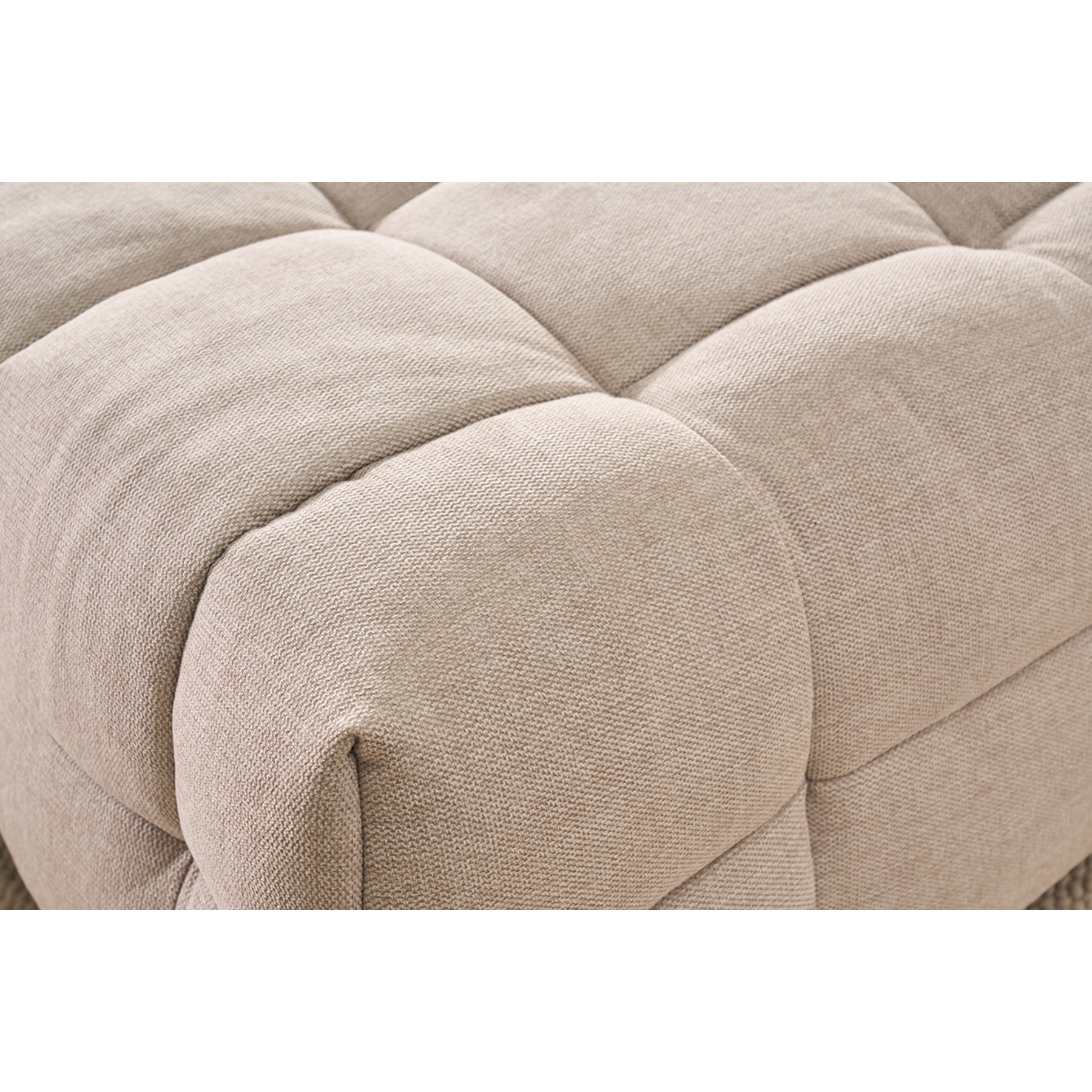 Canapé d'angle droit design 3 places en tissu effet velours texturé beige CORTO