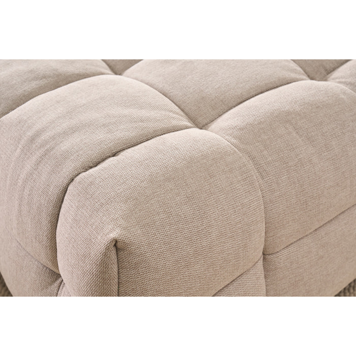 Canapé d'angle droit design 3 places en tissu effet velours texturé beige CORTO