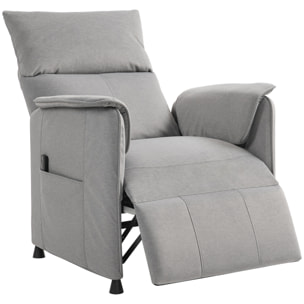 Sillón Relax Reclinable Eléctrico Sillón Reclinable Silencioso con Función Memoria Reposapiés Mando a Distancia Bolsillos Laterales Tela Apto para Mascotas para Dormitorio Salón Gris