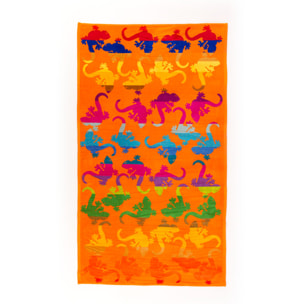 Telo Mare Spugna Jacquard Spiaggia Disegno Fantasy Geko
