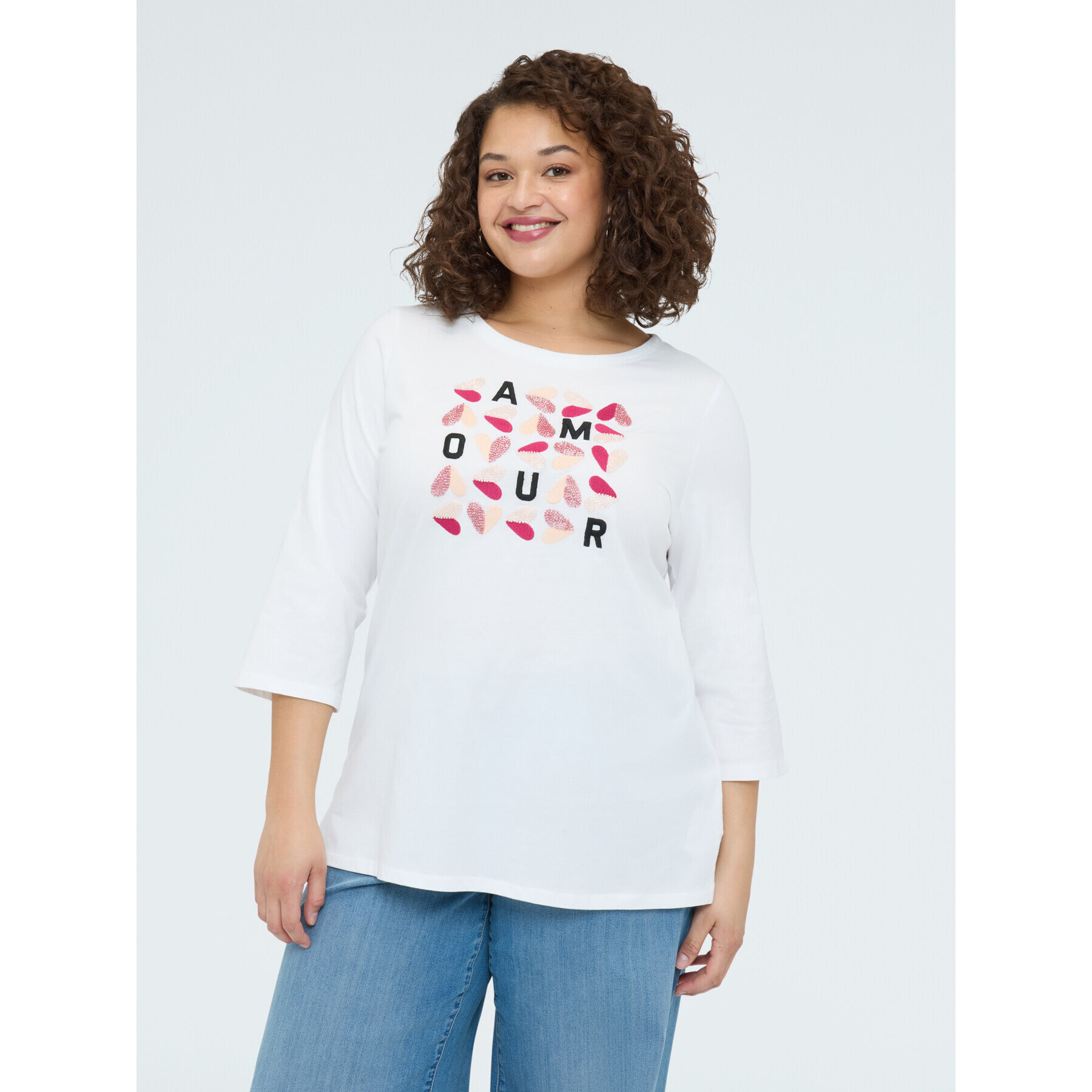Fiorella Rubino - T-shirt in cotone con scritta AMOUR - Bianco
