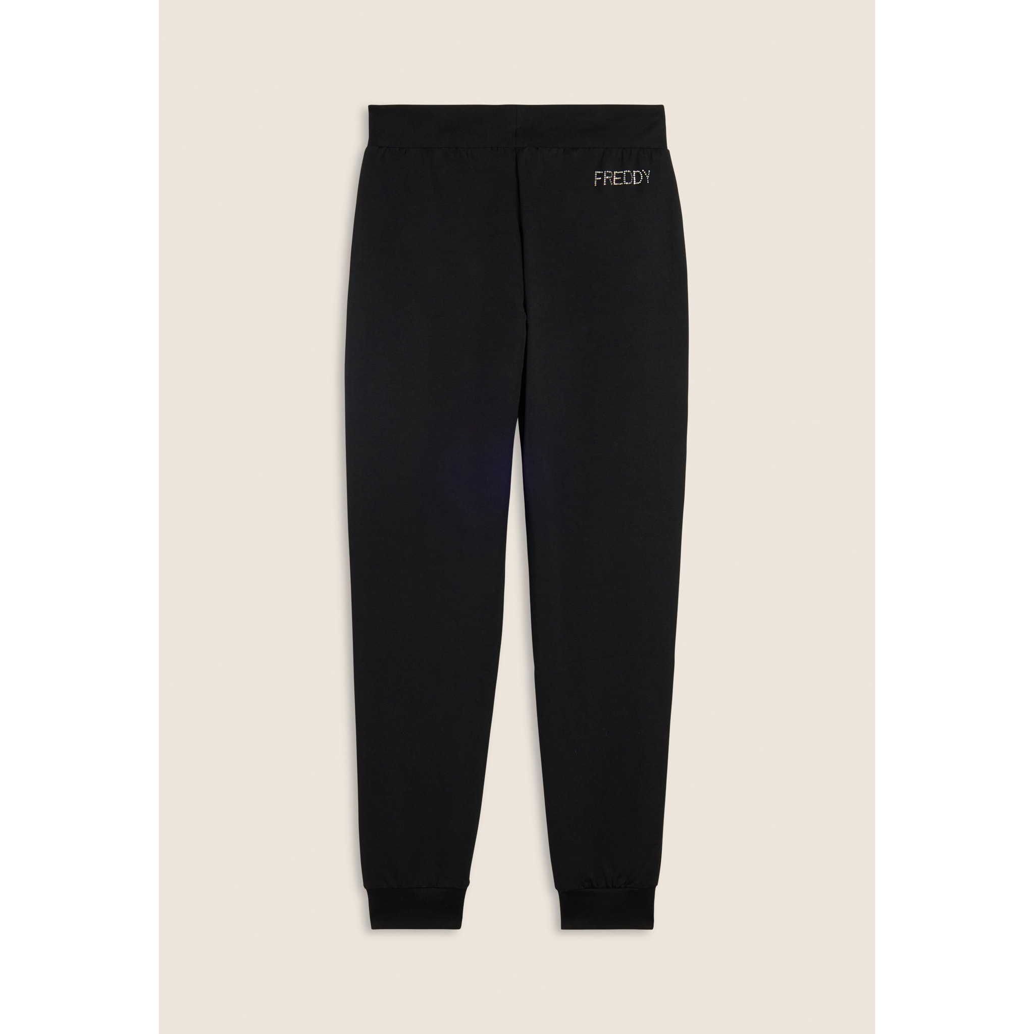 Pantaloni Sportivi con Polsini in Costina e Strass