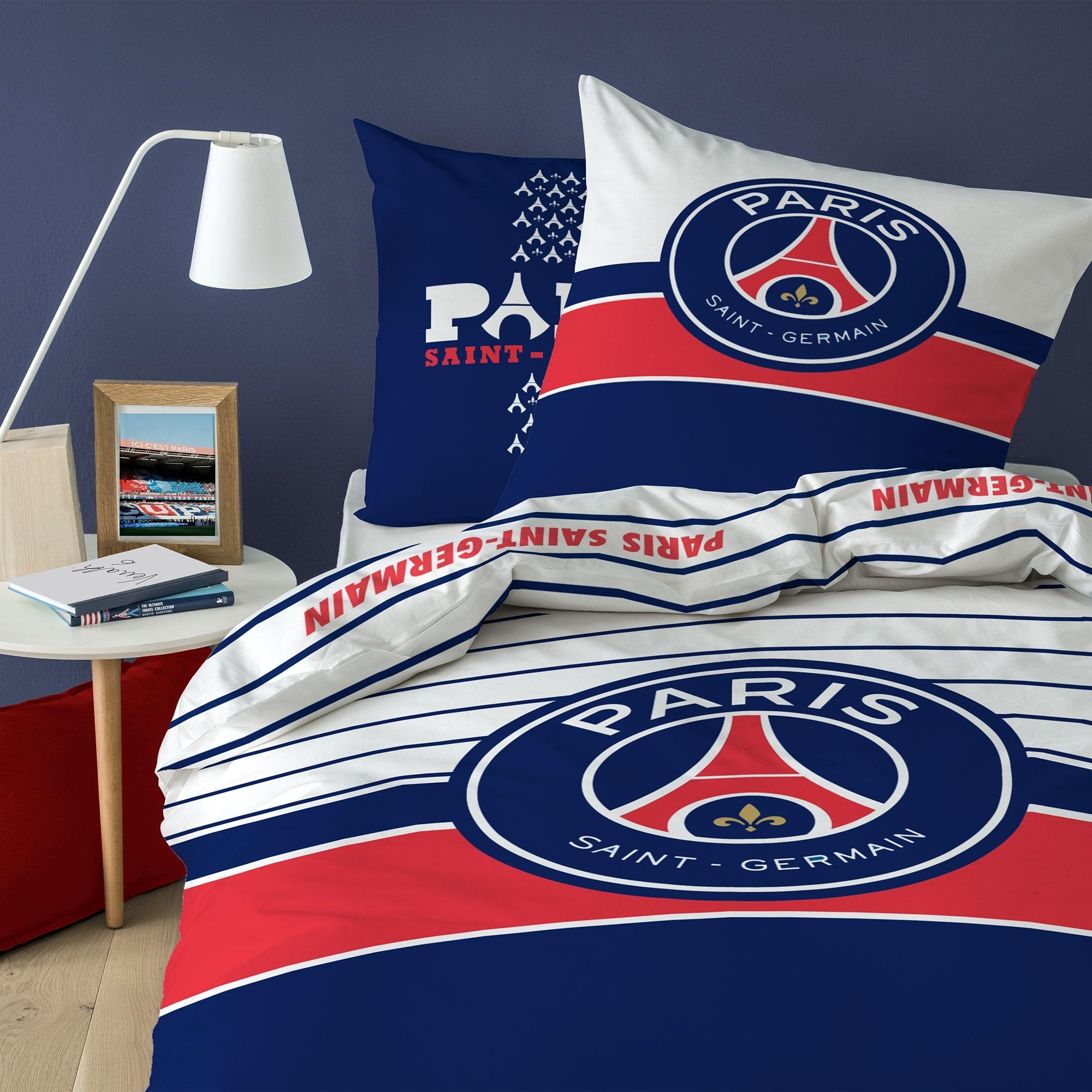 Parure de lit imprimée 100% coton, PSG LOGO