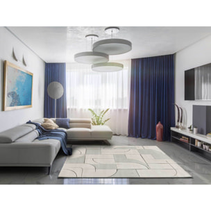 LENA Alfombra geométrica con lí­neas en tonos crema, varias medidas disponibles