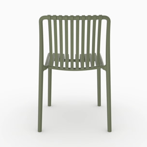 Lot de 2 chaises de jardin empilables en plastique vert kaki - Duli