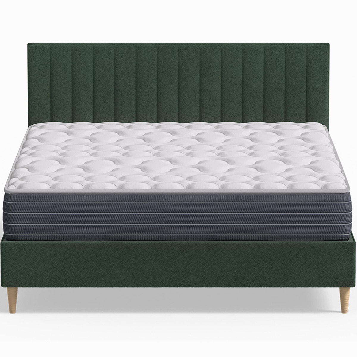 Pack lit en velours + Matelas mémoire de forme - ELIOT & MEMO HR