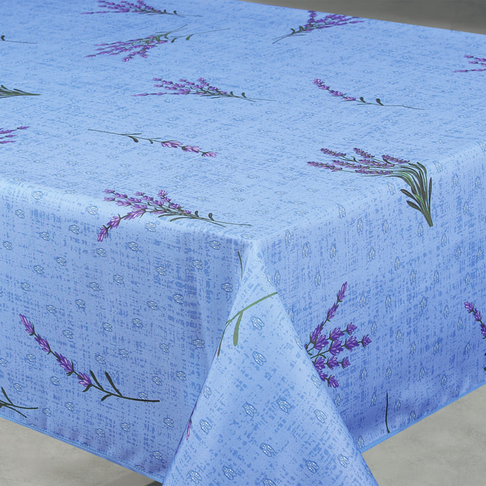 Nappe anti-tâche rectangle motif lavande - Bleu