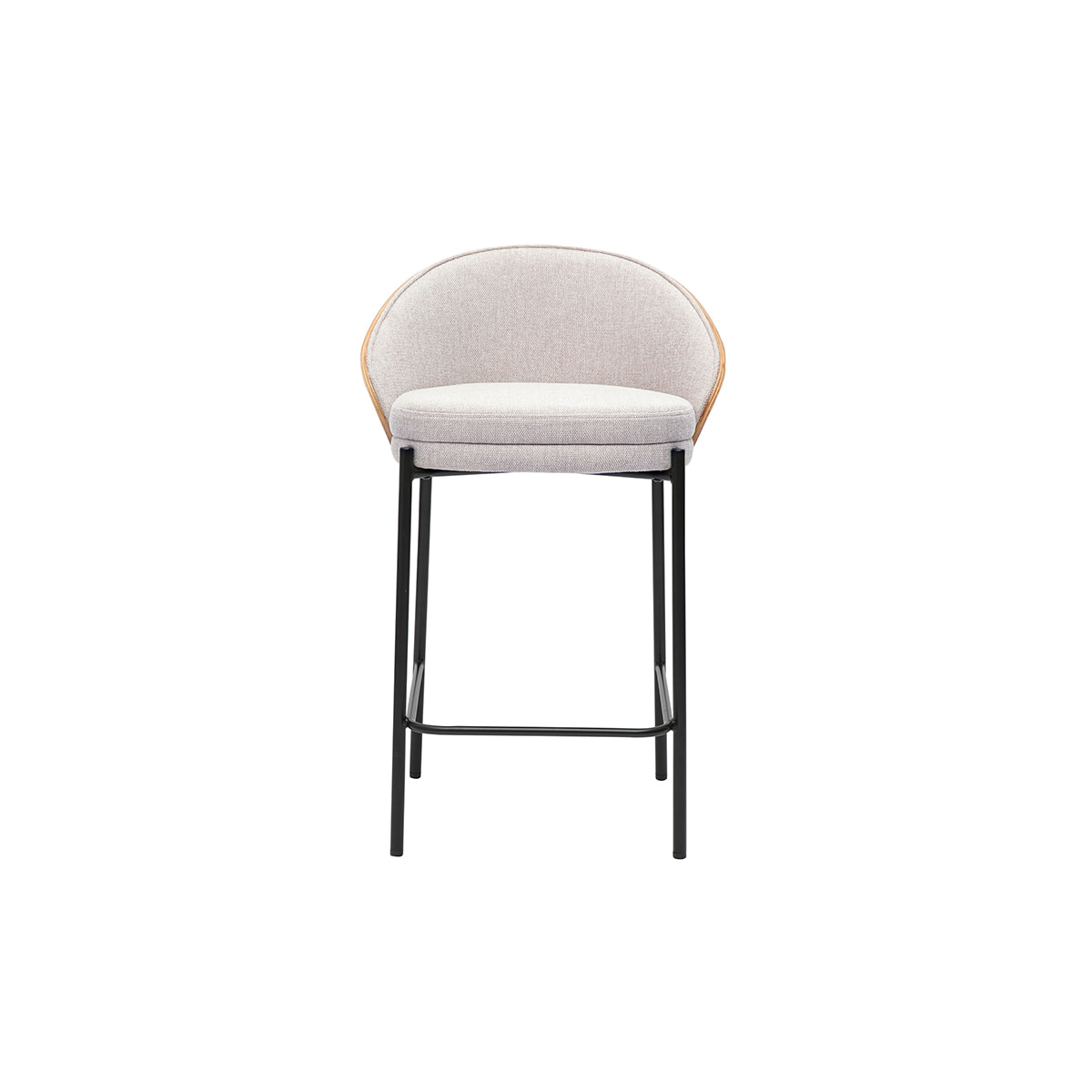 Tabourets de bar en tissu effet velours texturé beige, bois foncé et métal H65 cm (lot de 2) TUCSON