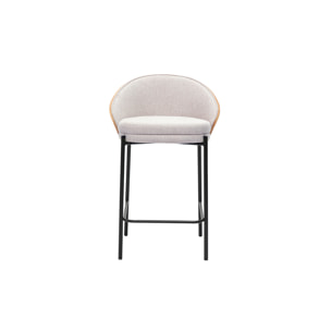 Tabourets de bar en tissu effet velours texturé beige, bois foncé et métal H65 cm (lot de 2) TUCSON