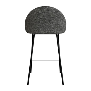 Lot de 2 chaises pour îlot central 65 cm en tissu bouclette gris - Misty