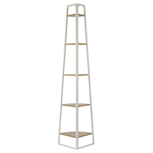 Etagere Angle 5 Niveaux Bois Et Metal Blanc