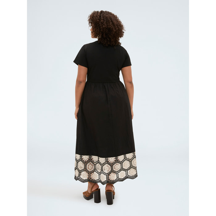 Fiorella Rubino - Vestido largo con volante de crochet - Negro