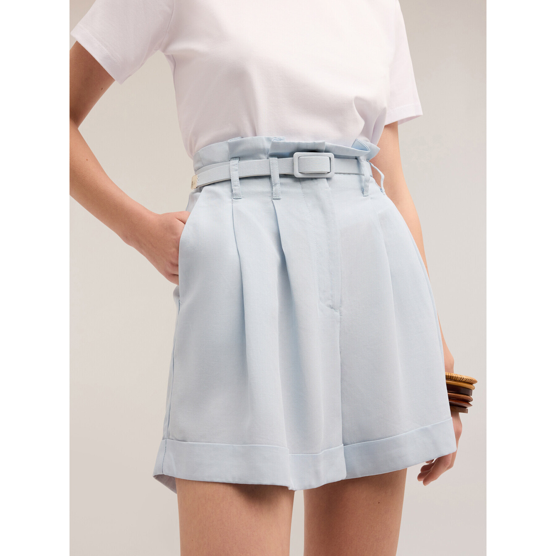 Motivi - Shorts fluido con pliegues - Light - blue