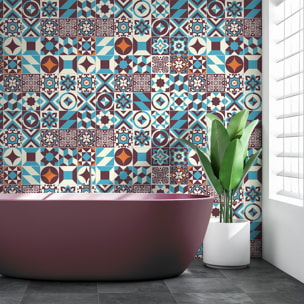 Stickers muraux - Sticker Mural Carrelage adhésif Cuisine Salle de Bain - 60 STICKERS CARREAUX DE CIMENT AZULEJOS MURZO