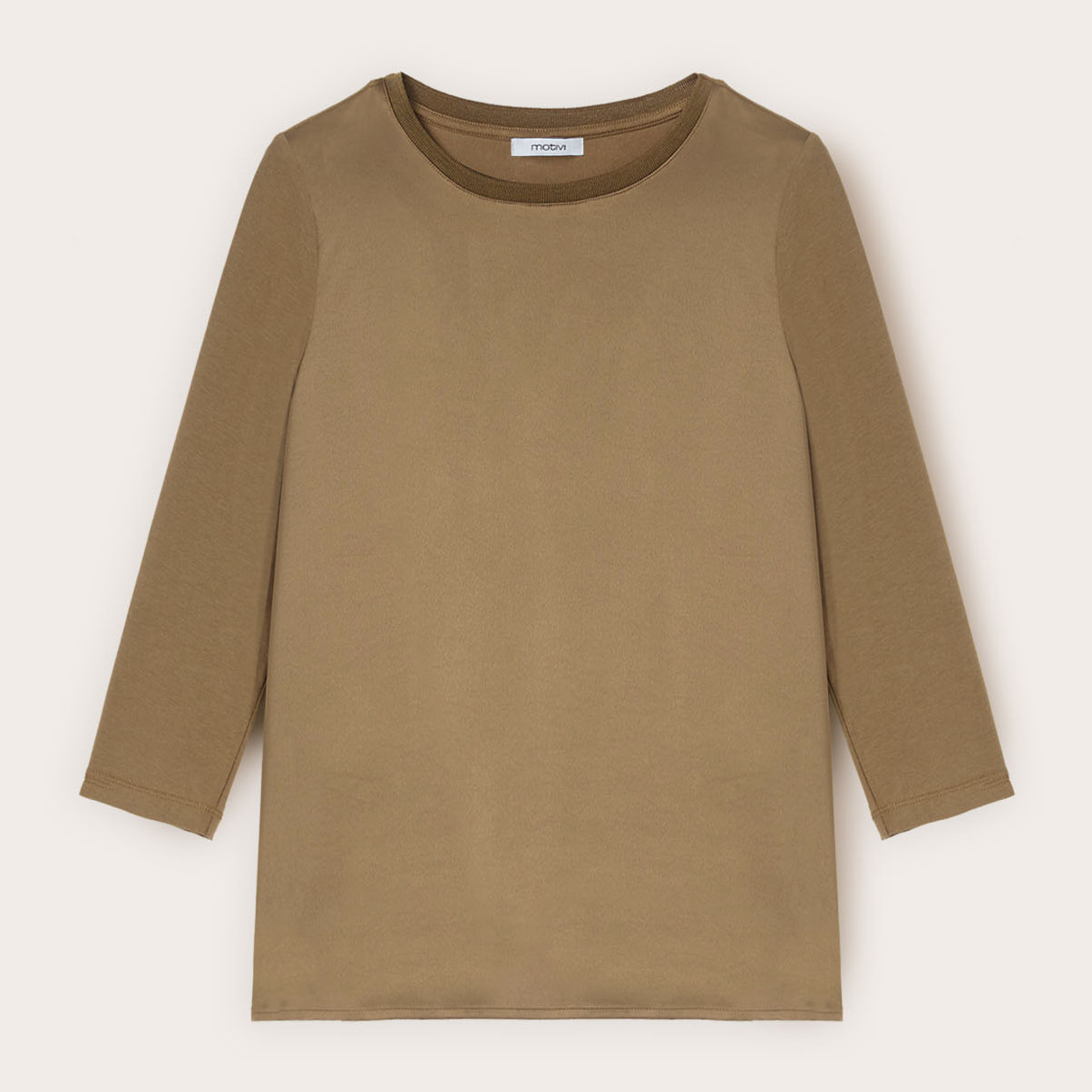 Motivi - T-shirt basic bimaterica - Verde militare