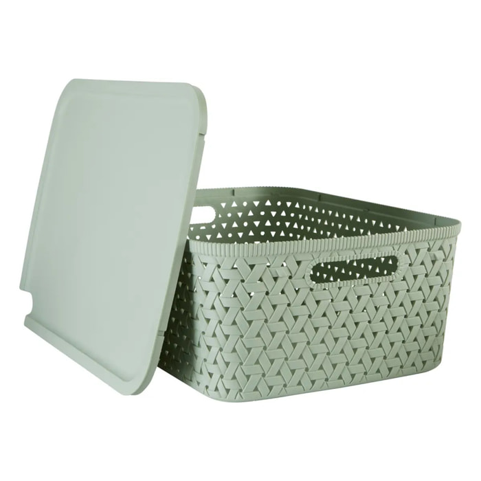 Panier "Tressy" en plastique sauge 15L