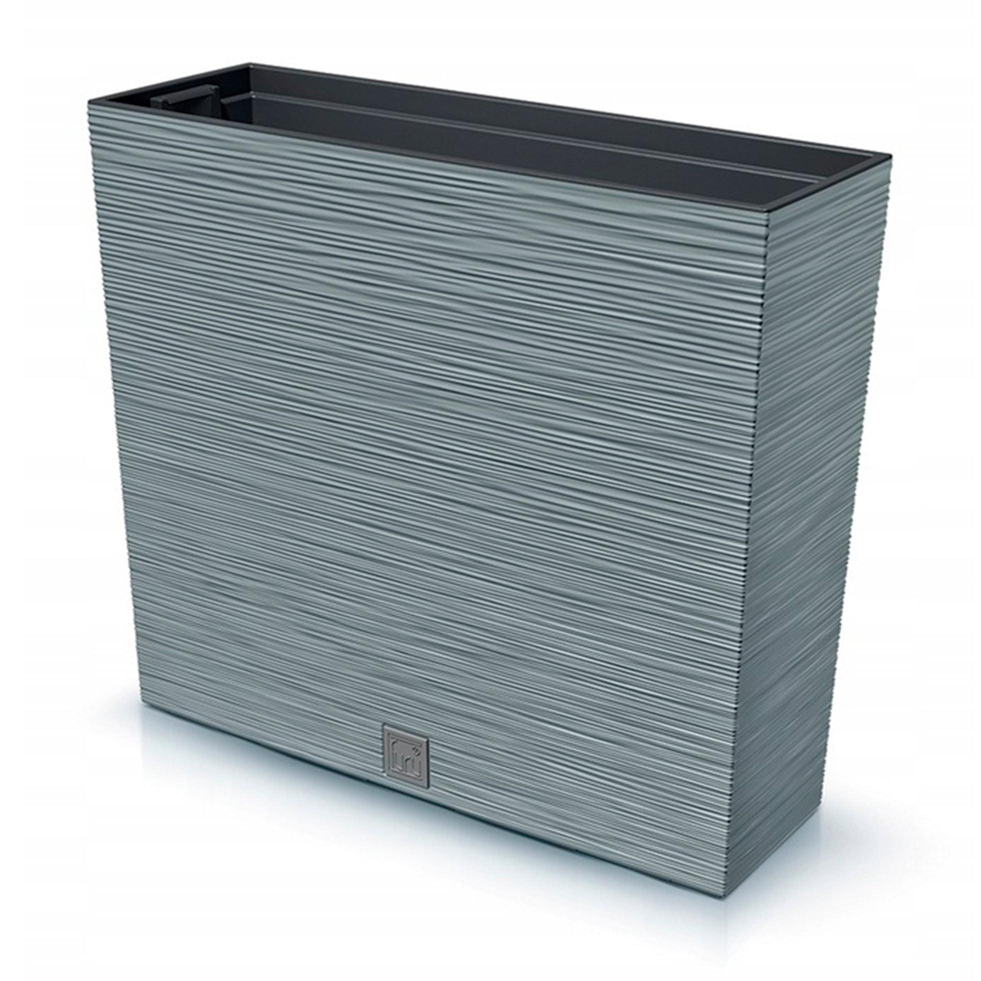 Macetero color cemento, con depósito, colección FURU, de 58 x 18 x 49,8 cm, capacidad de 12 L.