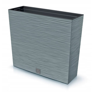 Macetero color cemento, con depósito, colección FURU, de 58 x 18 x 49,8 cm, capacidad de 12 L.