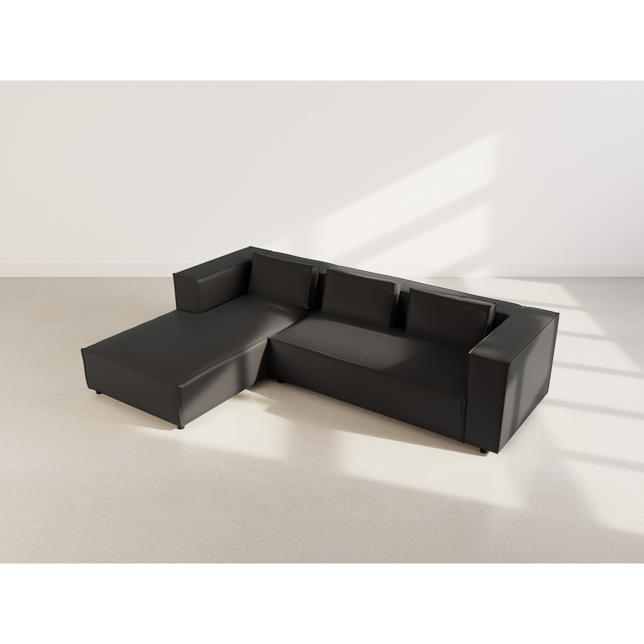 Stella - canapé d'angle gauche 4 places en simili - Noir