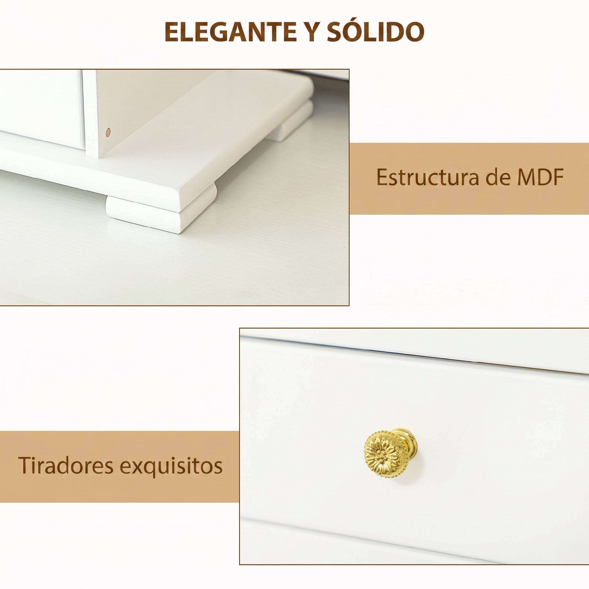 Caja Joyero de 4 Niveles, Joyero Mujer Organizador Grande con 2 Cajones, Espejo, Puertas Laterales Giratorias con Ganchos, para Pendientes, Anillos, Collares, Blanco